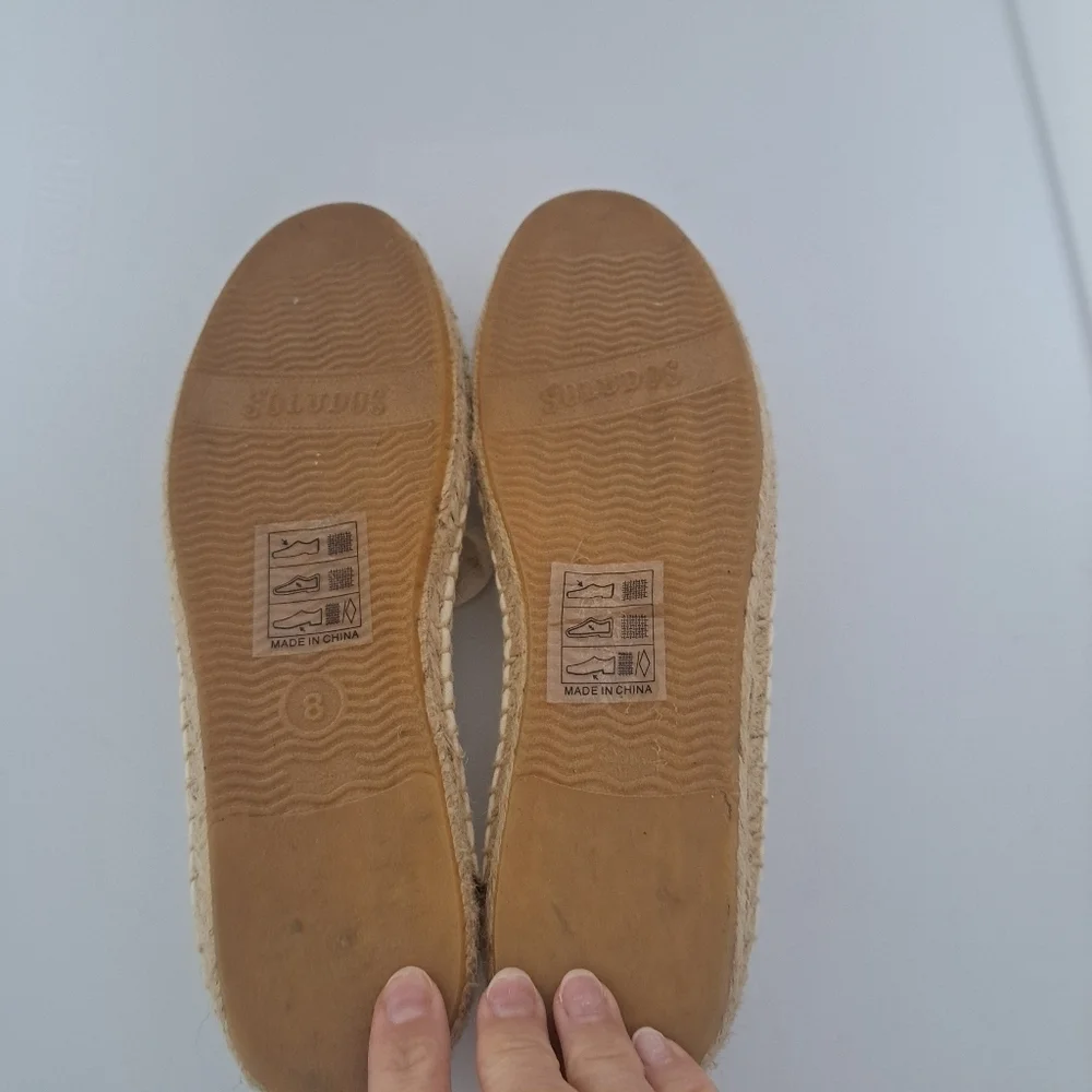 Soludos Lace Smoking Slipper Espadrille Cream 8 NWOB